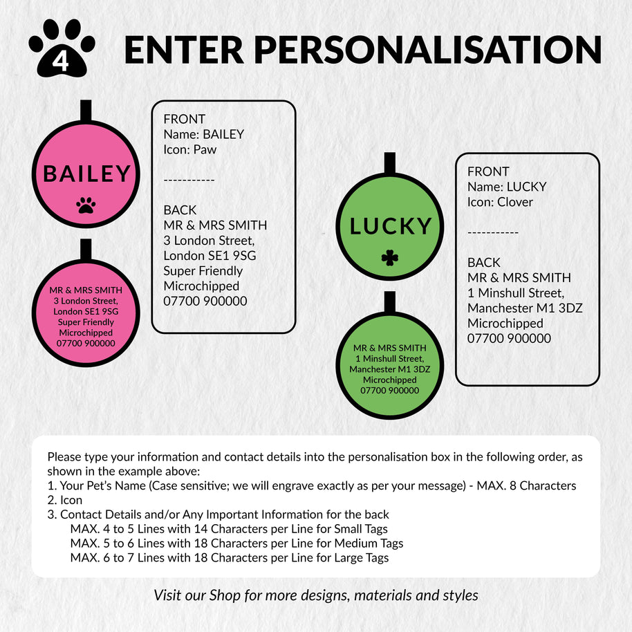Personalised Engraved Colourful Bold Silicone Pet Tag