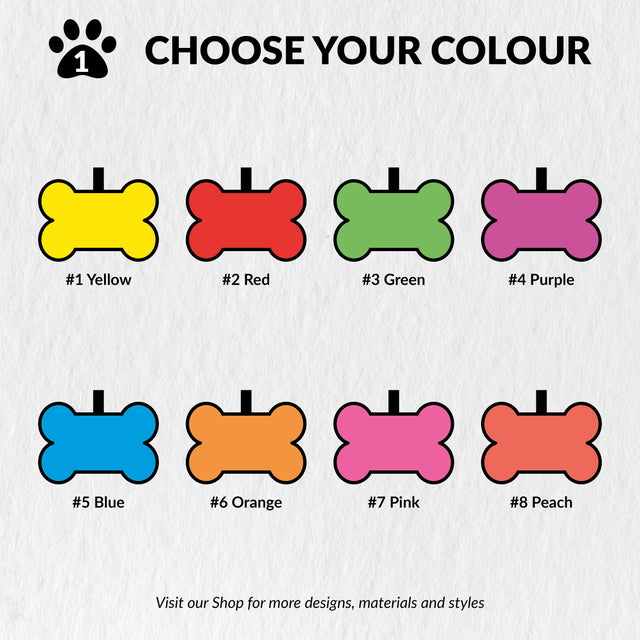 Personalised Engraved Colourful Bone Shaped Bold Silicone Pet Tag