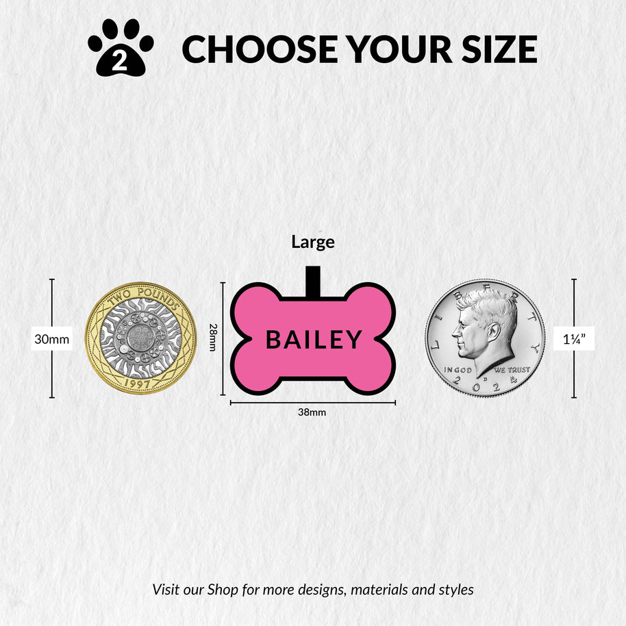 Personalised Engraved Colourful Bone Shaped Bold Silicone Pet Tag