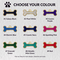 Personalised Deep Engraved with Colour Brass Bone Shaped Pet Tag