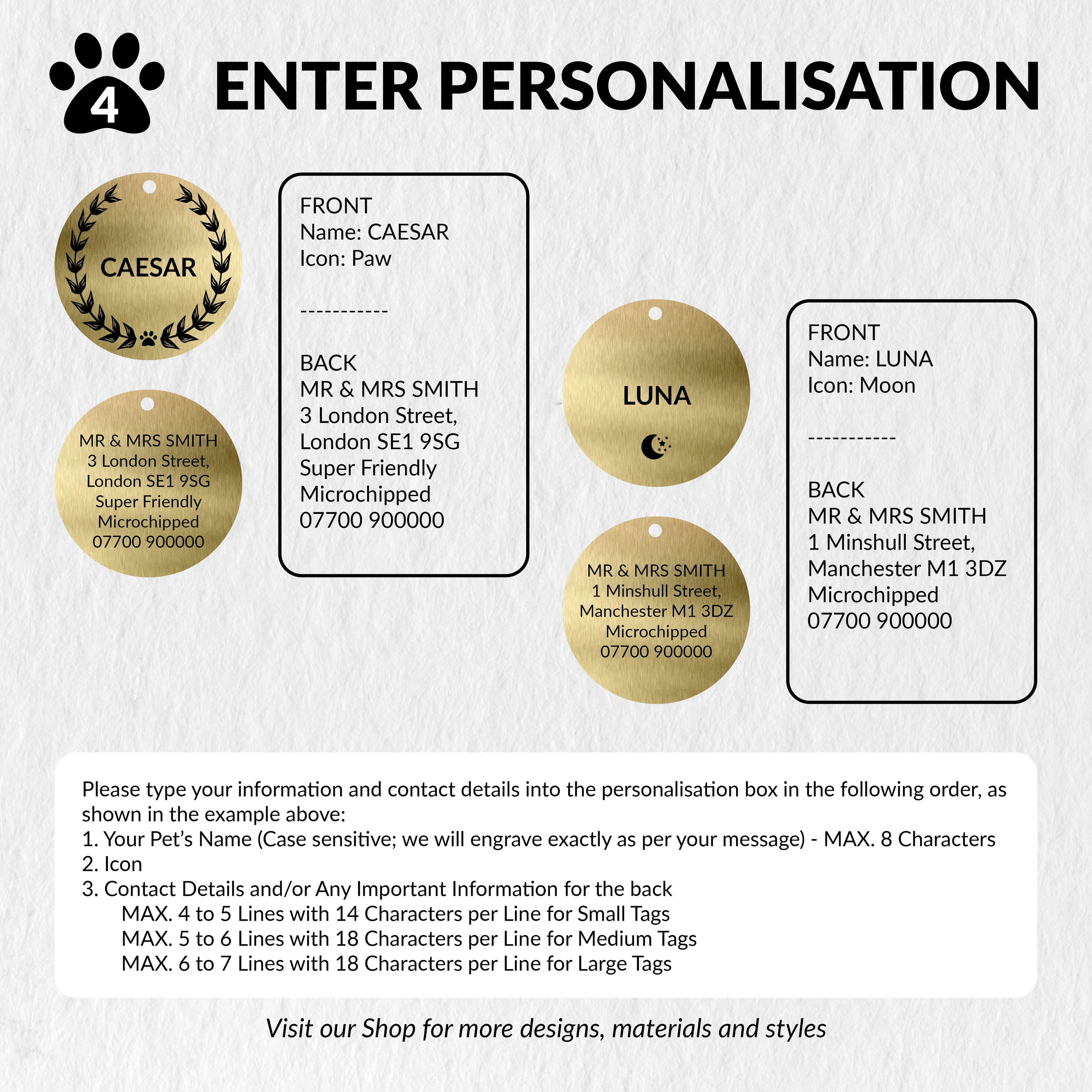 Personalised Engraved Brass Pet Tag