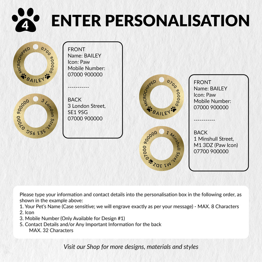 Personalised Engraved Brass Ring Pet Tag