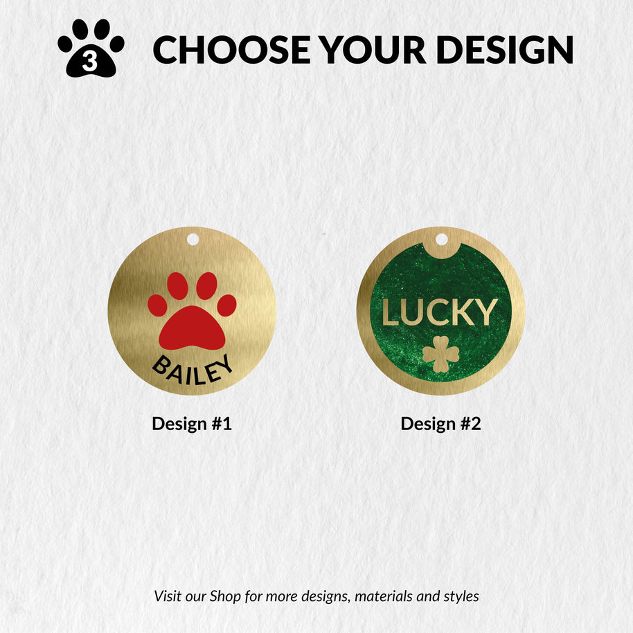 Personalised Deep Engraved with Colour Brass Pet Tag