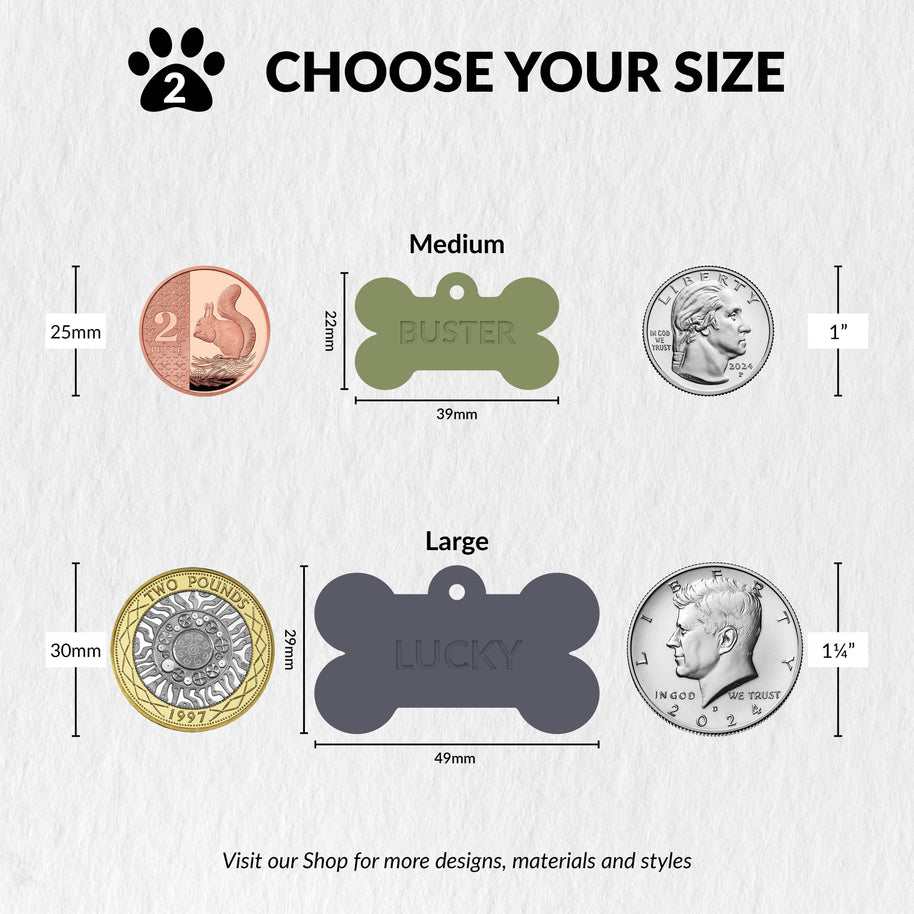 Personalised Engraved Colourful Bone Shaped Silicone Pet Tag