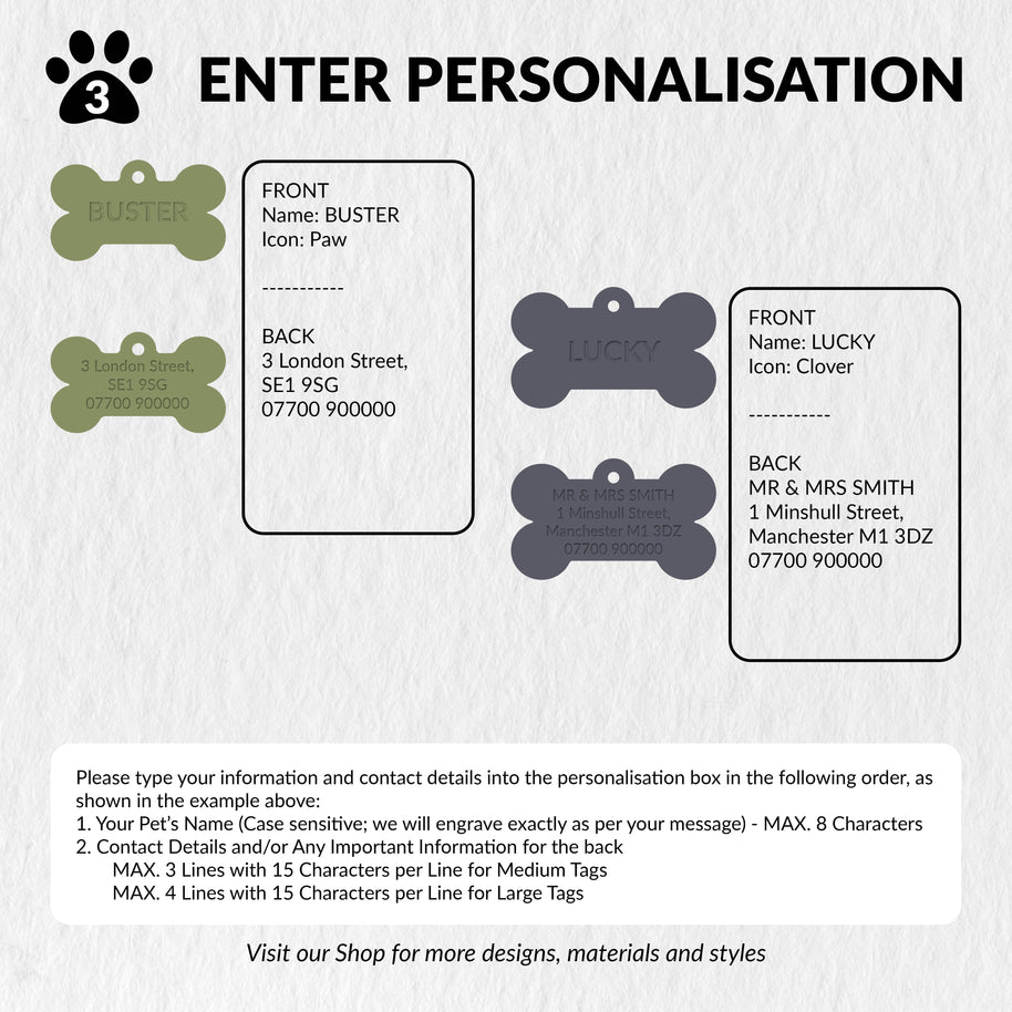 Personalised Engraved Colourful Bone Shaped Silicone Pet Tag