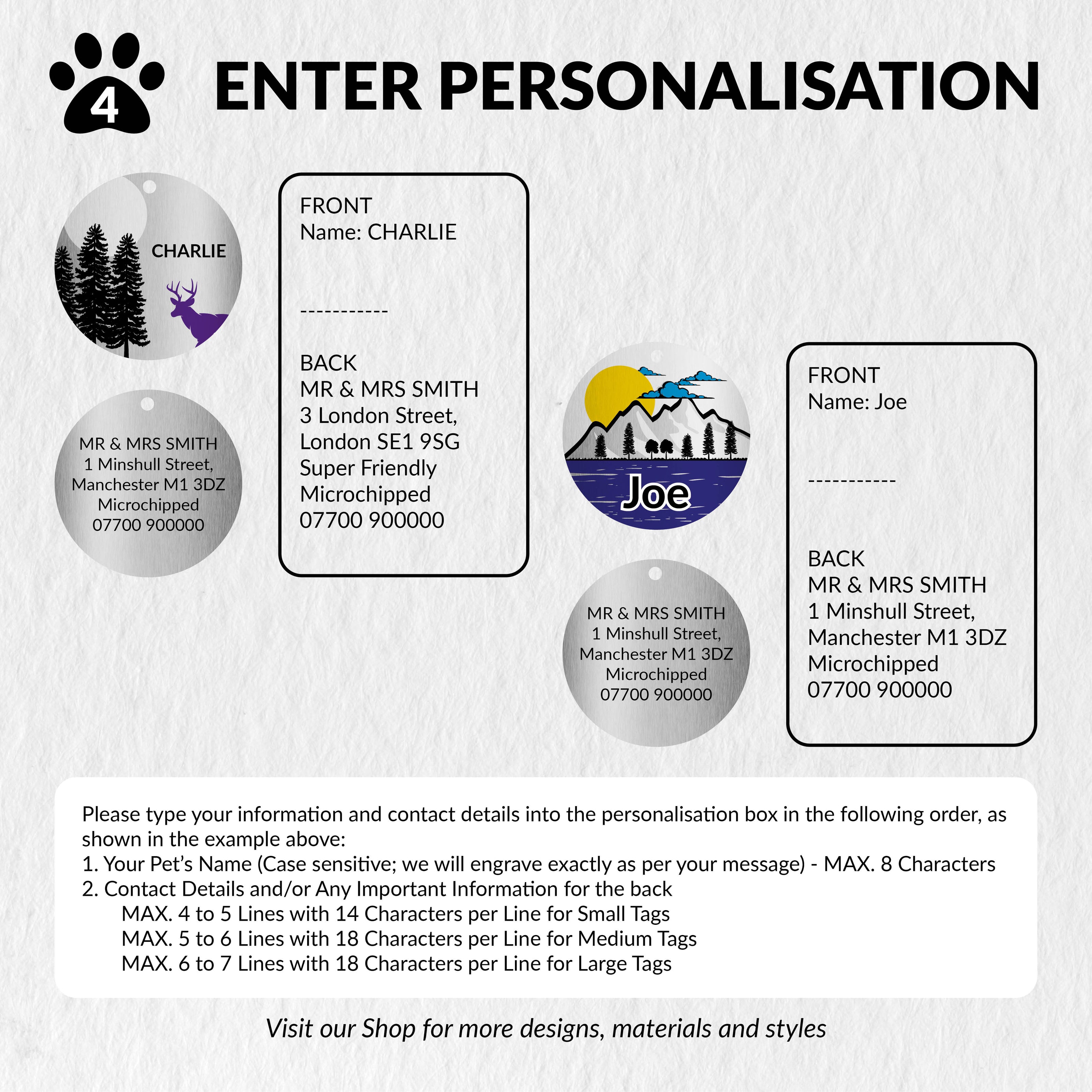 Personalised Colour Engraved Stainless Steel Pet Tags