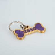 Personalised Deep Engraved with Colour Brass Bone Shaped Pet Tag