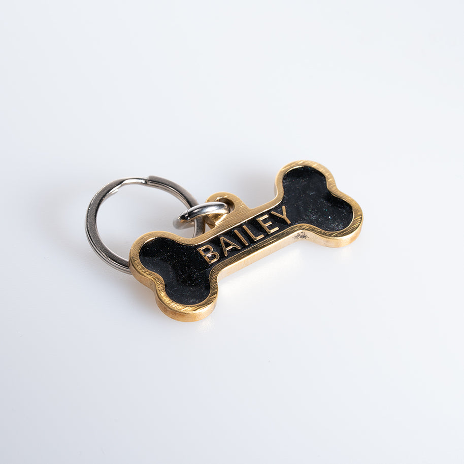Personalised Deep Engraved with Colour Brass Bone Shaped Pet Tag