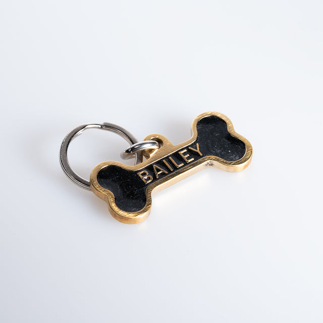 Personalised Deep Engraved with Colour Brass Bone Shaped Pet Tag