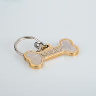 Personalised Deep Engraved with Colour Brass Bone Shaped Pet Tag