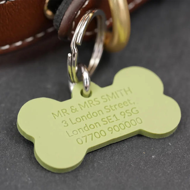 Personalised Engraved Colourful Bone Shaped Silicone Pet Tag