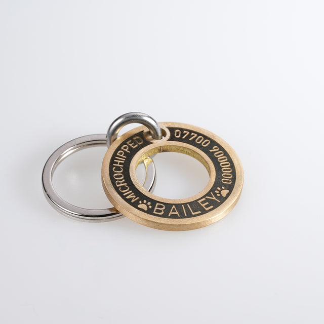 Personalised Deep Engraved Brass Ring Pet Tag
