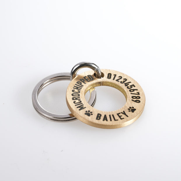 Personalised Engraved Brass Ring Pet Tag